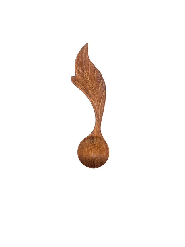 Handmade floating leaf wooden spoon brings a cute natural touch to your everyday simple living space.