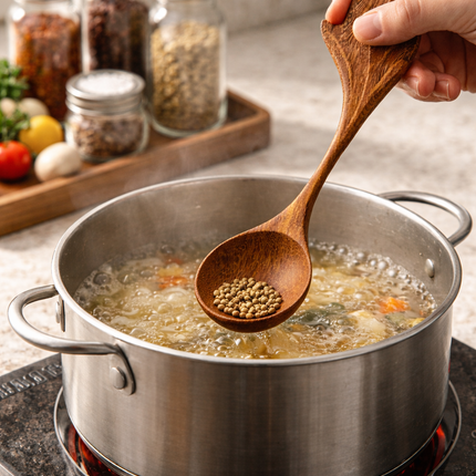Handmade floating leaf wooden spoon is easy to clean and perfect for everyday use.