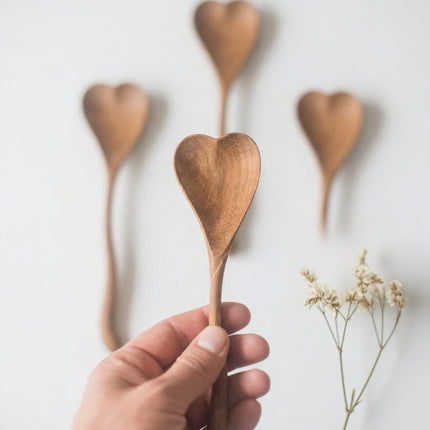 Wiggly heart shaped wooden spoon for home decor and thoughtful gifts.