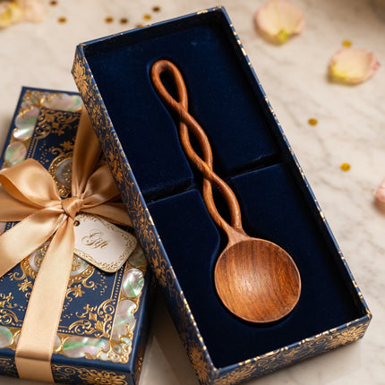 Twisted long handle wooden spoon makes a thoughtful and unique gift for any cooking lover.