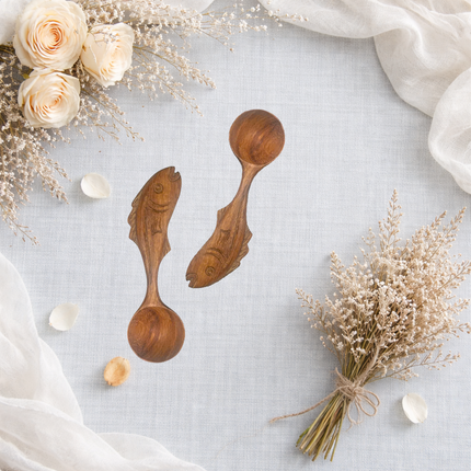 Handmade cute hand carved wooden fish spoon crafted with care, perfect for daily use and meaningful gifts.