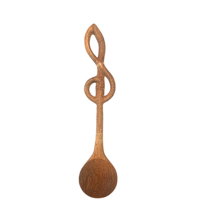 Cute hand carved wooden melody spice spoon designed for daily use with a charming look.
