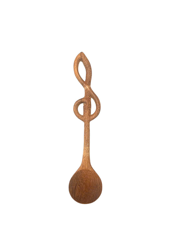 Cute hand carved wooden melody spice spoon designed for daily use with a charming look.
