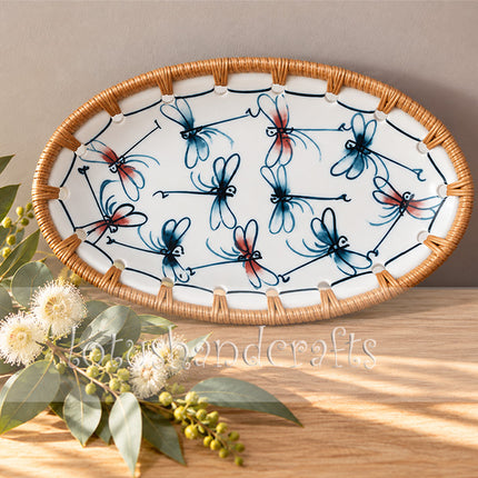 Dragonfly-themed serving plate adds elegant natural character to tea parties, brunches, celebrations, or everyday home decor.