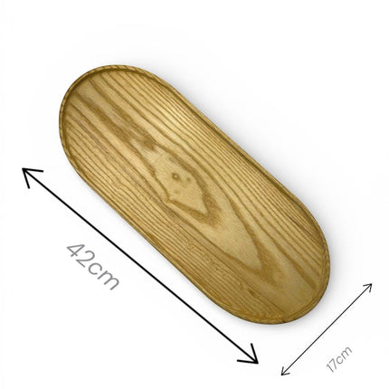 Handcarved haven oval ashwood serving tray with minimalist design and perfect size for everyday use.