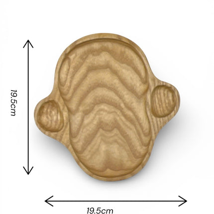 Handcarved wooden monkey shaped tray in a compact size for everyday use.