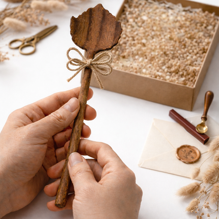 Hand carved leaf wooden salad spoon adds natural beauty to your kitchen and is perfect for serving fresh salads every day.