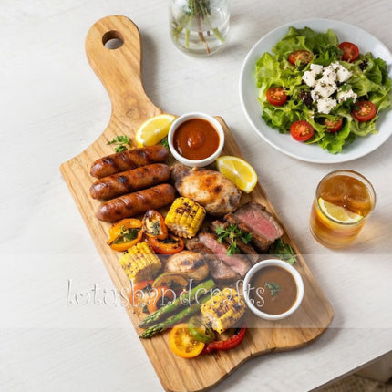 Handcarved Ash Wood Cutting & Serving Board With Handle by Lotushandcrafts