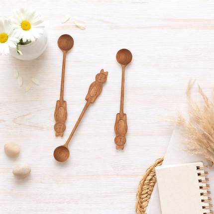 Cute bunny handle wooden spoon made from natural wood perfect for your daily kitchen use.