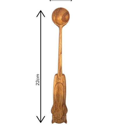Handcrafted cat handle wooden spoon with elegant design and practical size for daily use.