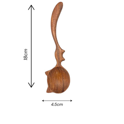 Handcrafted cat shaped wooden spoon available in multiple sizes perfect for cooking and seasoning needs.