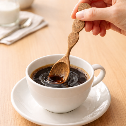 Cute handcrafted wooden spice spoon made from eco friendly materials for everyday kitchen use.