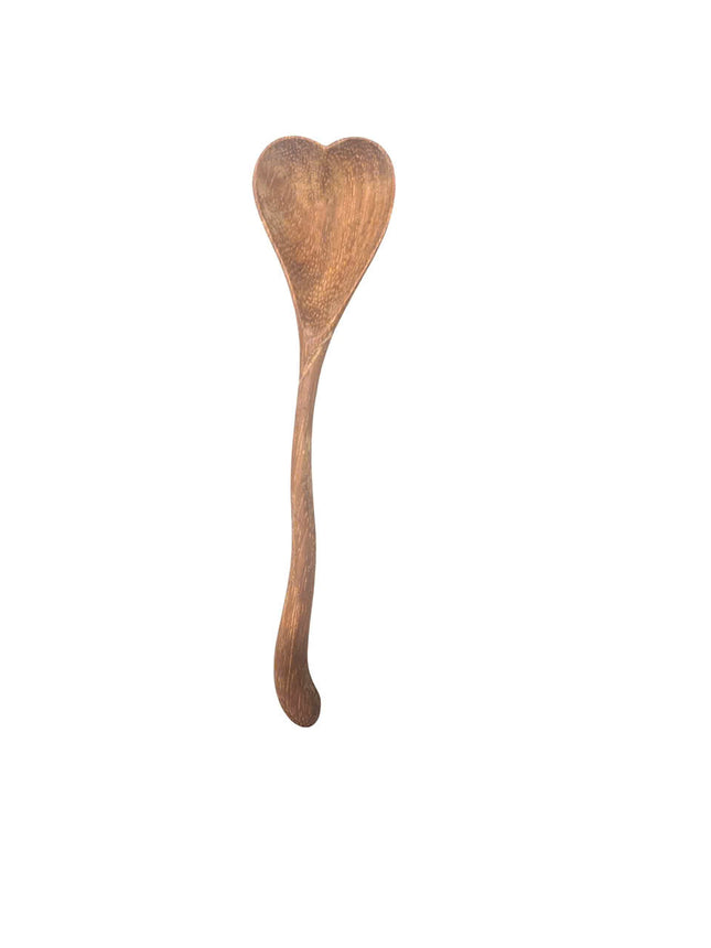 Handcrafted wavy heart wooden spoon with a cute design for everyday use.