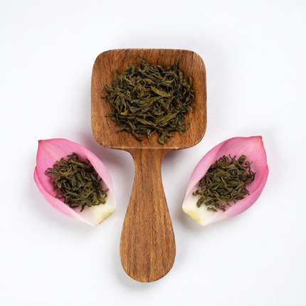 Handcrafted mini square redwood scoop is a delicate tea spoon for precise ingredient serving daily.