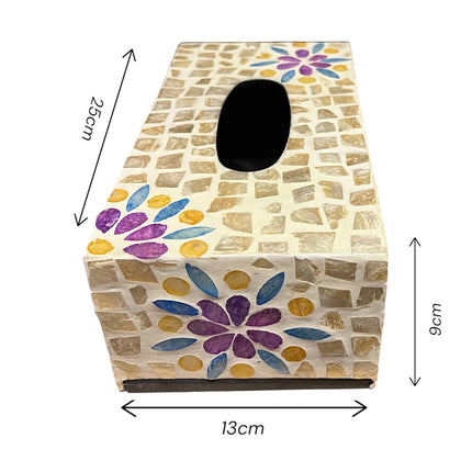 Measuring approximately 25 × 13 × 9 cm, the box offers practical tissue storage without taking up much space.