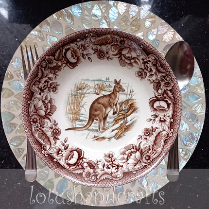 Handcrafted Mother of Pearl Floral Round Placemat.
