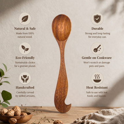 Handcrafted redwood unique design spoon made from natural wood, cute and perfect for everyday use.