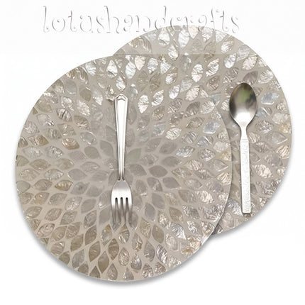 cute Mother of Pearl Floral Round Placemat by Lotushandcrafts.