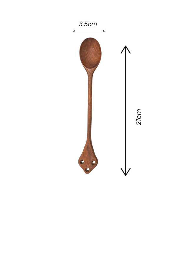 Handmade royal crown wooden slim spoon offers an elegant design, smooth finish, comfortable grip, and practical size for everyday use.
