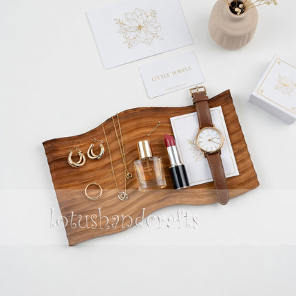 Handcrafted wave carved wooden serving board with high durability and a naturally elegant design.