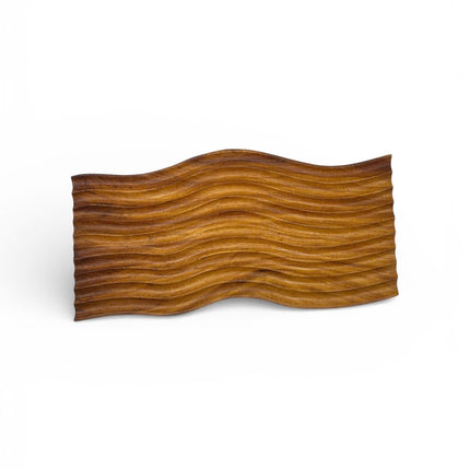 Cute handcrafted wave carved wooden serving board for cheese, coffee, desserts, and cozy home styling.