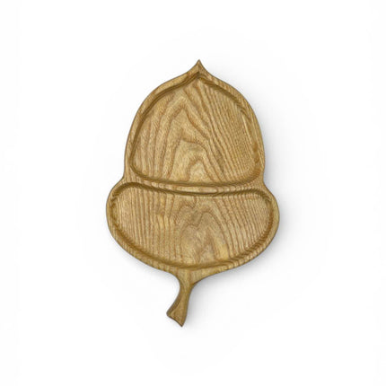 Handcrafted wooden acorn serving tray with a cute design perfect for everyday use.