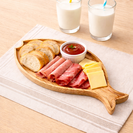 Cute wooden fish shaped serving tray loved by users for its natural charm.