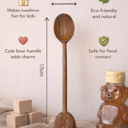 Little bear handcrafted wooden spoon is designed to be safe for health and perfect for everyday family use.