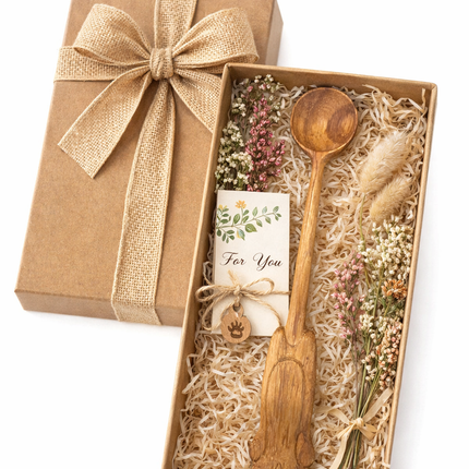 Handcrafted cat handle wooden spoon makes a cute and meaningful gift for everyday use.