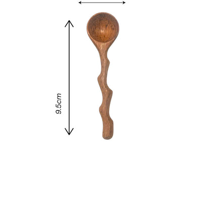 Handcrafted handmade wooden spoon with twig curve design available in various size options suitable for serving and everyday kitchen use.