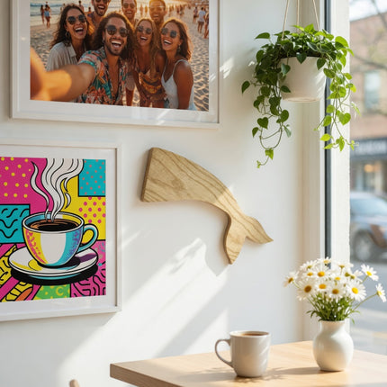 Wooden whale tail shape serving tray adds a cute decor touch to your space.