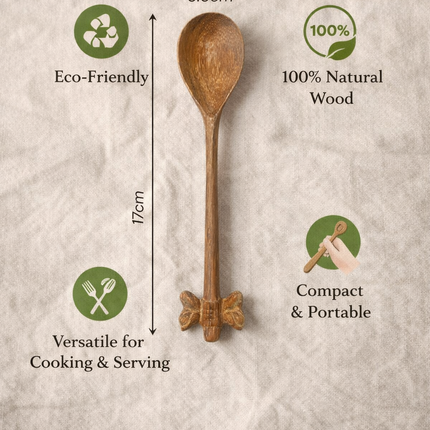 Handmade cute artistic wooden spoon designed to serve meals beautifully and bring warmth and charm to every dining experience.