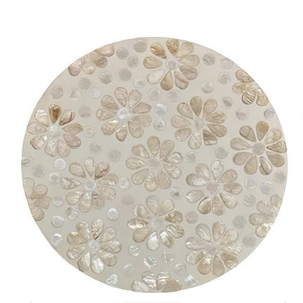 Handmade Round Floral Petal Mother of Pearl Inlay Placemat by Lotushandcrafts.