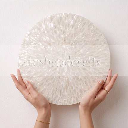 Round White Mother of Pearl Shell Inlay Placemat.