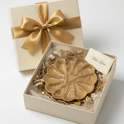 Wooden flower shaped serving plate perfect gift for home dining and decor use.
