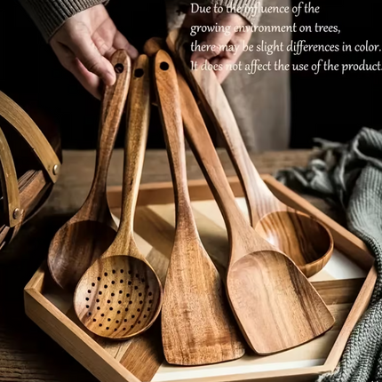 Luxury handmade wooden spoon set 5 pieces offers practical sizes for versatile cooking, safe use, and elegant kitchen presentation.