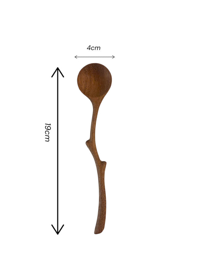 Twig shape serving spoon handmade wooden spoon with natural design and comfortable size for cooking serving and kitchen use.