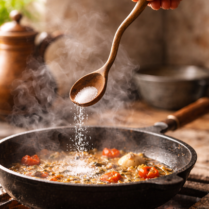 Handmade wooden spoon with crafted wavy design is easy to clean and suitable for daily kitchen use.