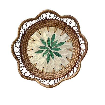 Handmade Rattan Decorative Bowl with Mother of Pearl Inlay by Lotushandcrafts.