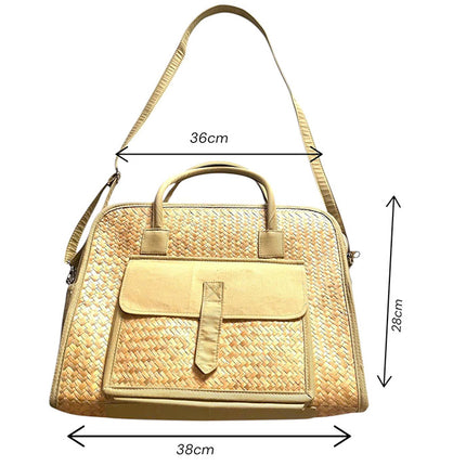 Size Guide for the Handwoven Seagrass Briefcase Tote Bag with Front Pocket.