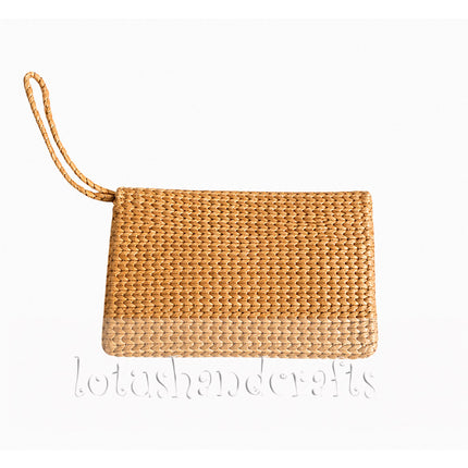 Vintage handmade rattan straw clutch bag with timeless beauty and lasting durability.