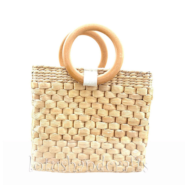 Cute handwoven water hyacinth structured handbag.