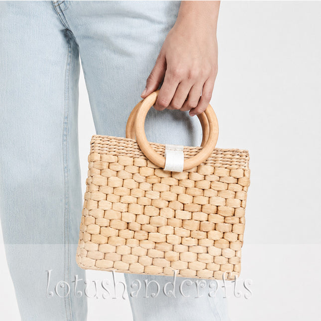 Cute handwoven water hyacinth handbag.