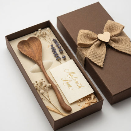 Handcrafted wavy heart wooden spoon, a meaningful gift for everyday use and special moments.