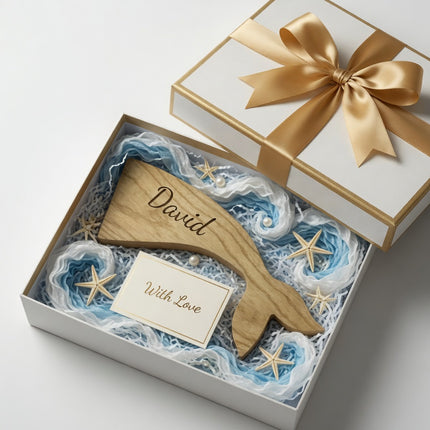 Handcrafted wooden whale tail shape tray makes a meaningful and elegant gift for any occasion.