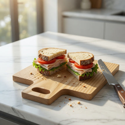 Wooden spalted maple square cutting board that is easy to clean and maintain.