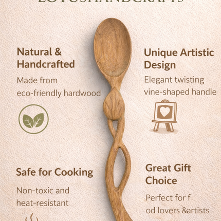 Leaf handle wooden spoon is cute, easy to clean, durable, and perfect for daily use.