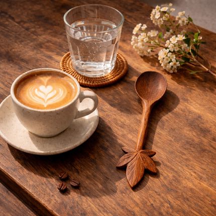 Handmade Wooden Spoon - Hand Carved Leaf Spoon Decor Gifts (SPN 74)