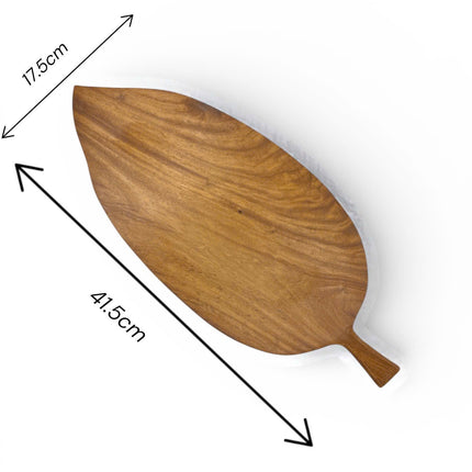 Handcrafted leafcraft wooden serving tray with practical size for elegant everyday serving and display.