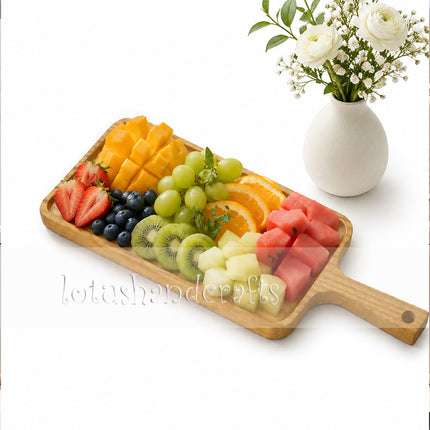 Long ash wood serving board with handle offers high durability and reliable everyday use.